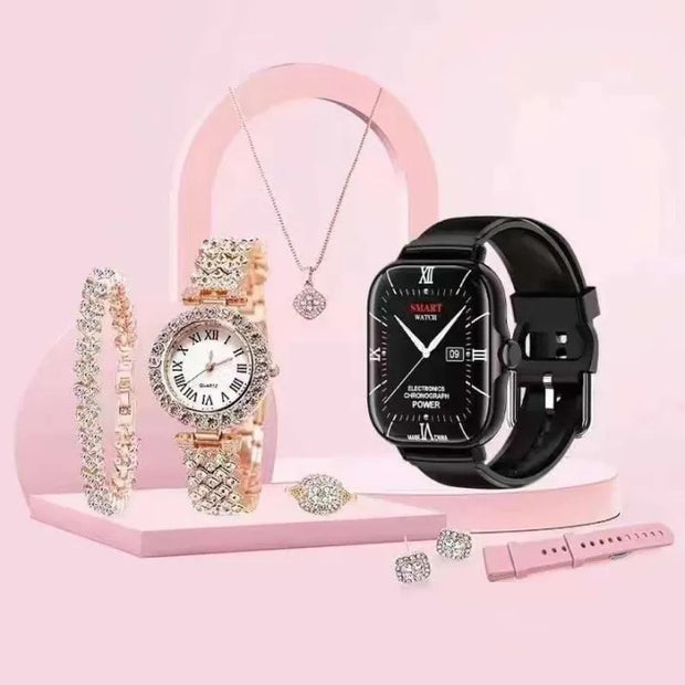 A58 Plus Smart Watch 5 in 1 with Jewellery Set