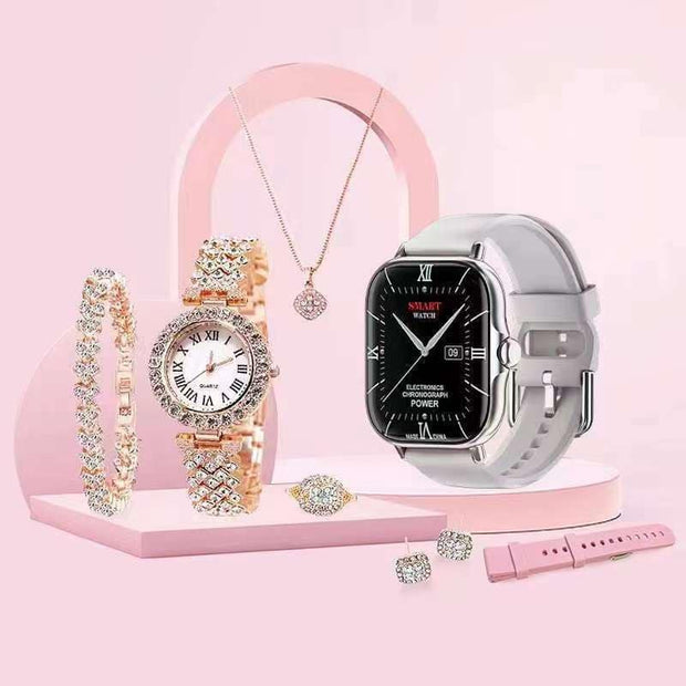 A58 Plus Smart Watch 5 in 1 with Jewellery Set